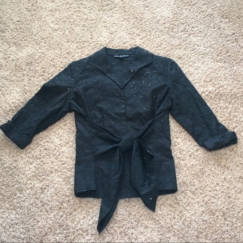 Lafayette 148 New York Top Sequin & Stitch Detail